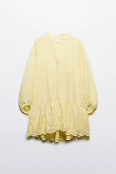 Платье-рубашка мини с ажурной юбкой