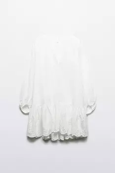 Платье-рубашка мини с ажурной юбкой