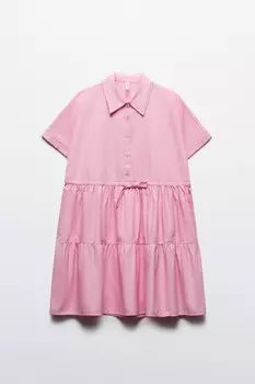 Платье-рубашка мини с короткими рукавами