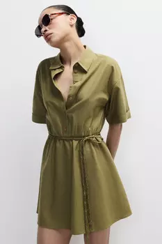 Платье-рубашка мини с поясом
