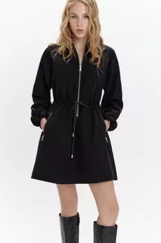 Платье-рубашка мини с поясом на завязках