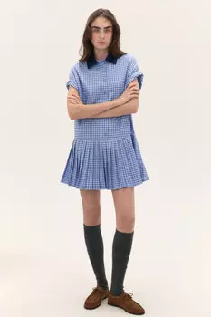 Платье-рубашка мини в клетку