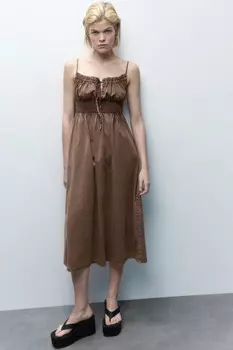 Платье-сарафан миди хлопковое с вареным эффектом