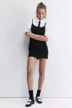 Платье-сарафан мини из костюмной ткани