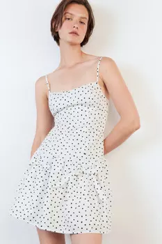 Платье-сарафан мини с воланом и бантиками