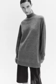 Платье-свитер мини вискозное с воротником