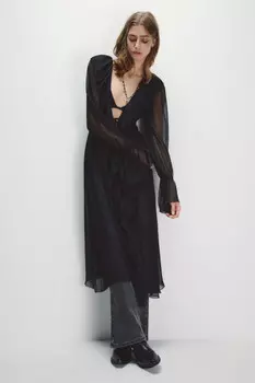 Платье-туника шифоновое с воланами