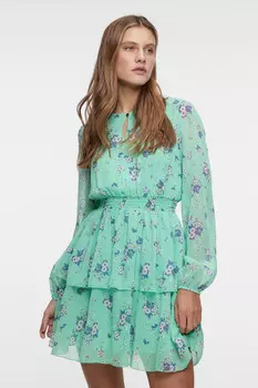 Платье мини шифоновое с вырезом-капелькой