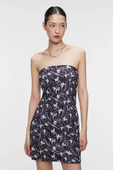 Платье-бандо мини облегающее без бретелей