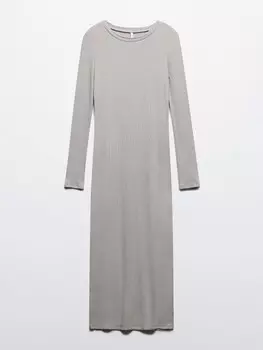 Платье-лапша миди в рубчик с разрезами