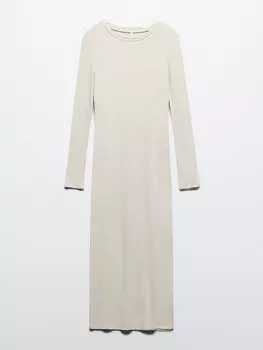 Платье-лапша миди в рубчик с разрезами