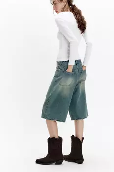 Полусапоги-казаки замшевые с вышивкой