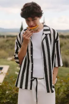 Рубашка ажурная в полоску