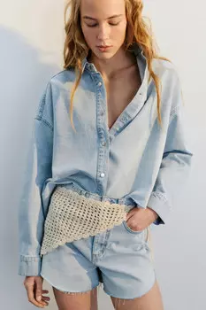 Рубашка джинсовая с открытыми срезами