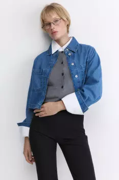 Рубашка джинсовая укороченная с вышивкой