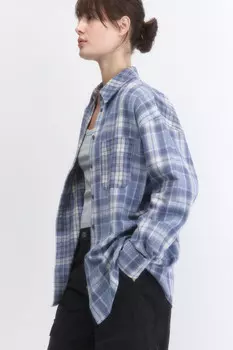 Рубашка фланелевая клетчатая в стиле пэчворк