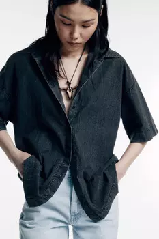 Рубашка хлопковая с вареным эффектом