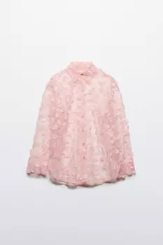 Рубашка из органзы с цветочными аппликациями