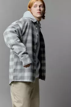 Рубашка клетчатая с принтом-надписью