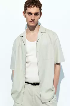 Рубашка льняная с коротким рукавом