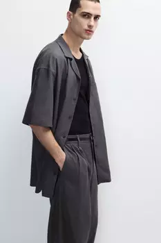 Рубашка льняная с коротким рукавом