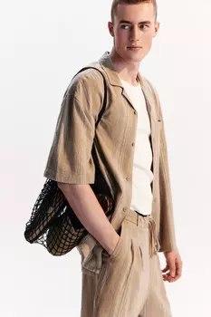 Рубашка льняная с коротким рукавом