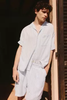 Рубашка льняная с коротким рукавом