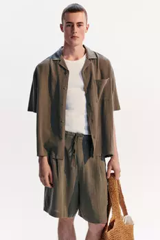 Рубашка льняная с коротким рукавом