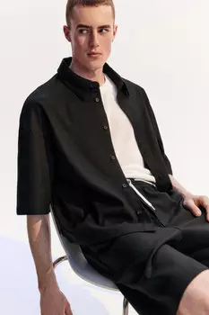 Рубашка льняная с коротким рукавом