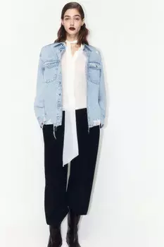 Рубашка oversize джинсовая рваная