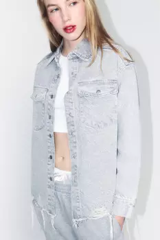 Рубашка oversize джинсовая рваная
