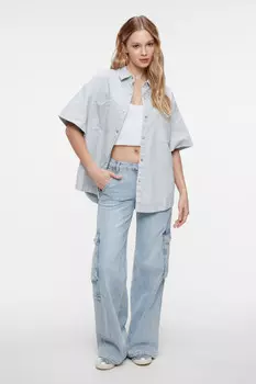 Рубашка oversize джинсовая с короткими рукавами