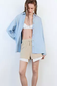 Рубашка oversize джинсовая в полоску
