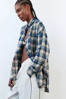 Рубашка oversize хлопковая в клетку