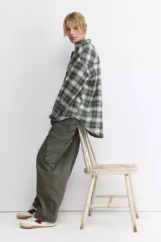 Рубашка oversize хлопковая в клетку