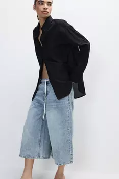 Рубашка oversize из хлопка и льна