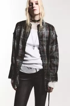 Рубашка oversize клетчатая с состаренным эффектом