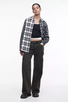 Рубашка oversize клетчатая в стиле пэчворк