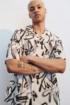 Рубашка oversize с принтом-граффити