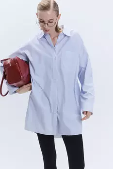 Рубашка oversize удлиненная с нагрудным карманом