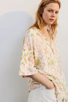 Рубашка oversize вискозная с принтом