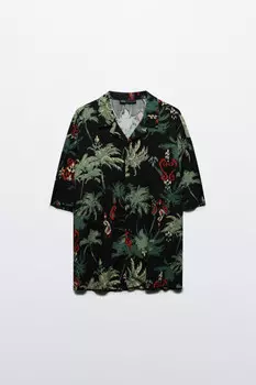 Рубашка oversize вискозная с принтом