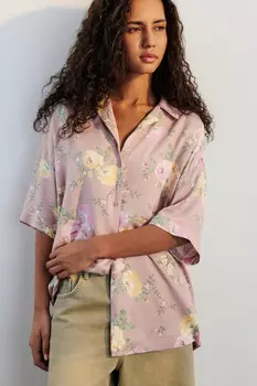 Рубашка oversize вискозная с принтом
