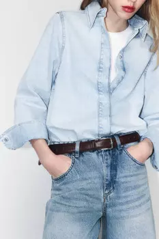 Рубашка-овершот джинсовая с вареным эффектом
