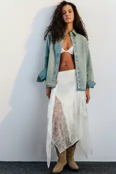 Рубашка-овершот джинсовая с вареным эффектом