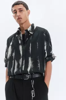 Рубашка-оверсшот хлопковая с принтом