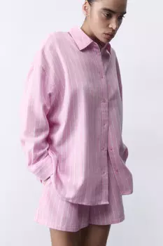 Рубашка пижамная хлопковая в полоску