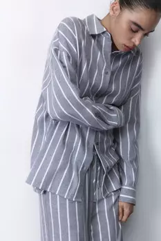 Рубашка пижамная хлопковая в полоску