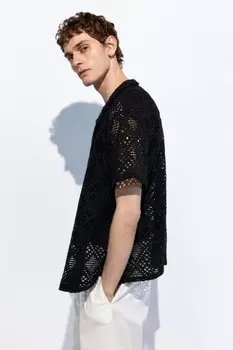 Рубашка с коротким рукавом из ткани кроше