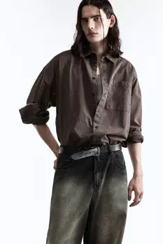 Рубашка с открытыми срезами и вареным эффектом